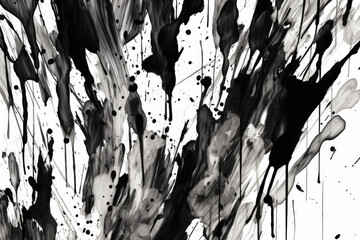 Wall Mural - Black and white ink smudges arranged in a bold geometric pattern on a white background, generative ai