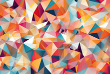 Bold And Vibrant Wallpaper Featuring Interlocking Triangles In Shades Of Orange, Pink, And Blue On A White Background, Generative Ai