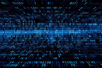 Wall Mural - Digital binary data streaming binary code background. Matrix background with digits. Generative AI