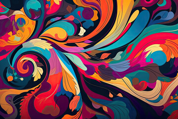 Wall Mural - Playful Swirls and Curves in Bold Colors, generative ai