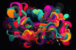 vibrant explosion of overlapping organic shapes in neon colors against a black background, generative ai