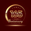 © mz nu - 165 year anniversary celebration logo design with a number and golden ring concept, logo vector template