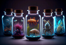 Sea Nasty Animals In A Glass Jar. Ai Generated. Generative AI