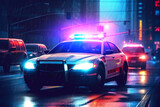 Fototapeta Miasto - Police car. Crime news concept. AI generated