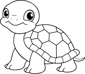 Wall Mural - Turtle vector illustration. Black and white outline Turtle coloring book or page for children