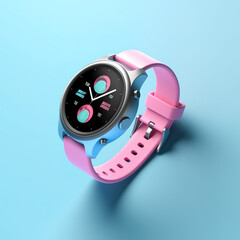 pink watch on a blue