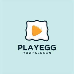 Wall Mural - play logo design with egg or media