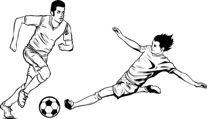 Poster - football Soccer player kicking ball. Vector illustration