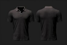 Realistic Mockup Of Male Black Polo Shirt. Generative Ai
