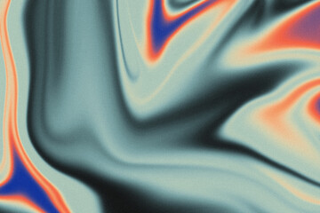 Abstract liquid gradient background. Distorted wave, grainy texture, dynamic fluid gradation graphic artwork. Vibrant colors motion swirls. Vintage retro style design.