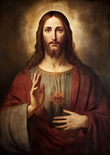 Portrait Of Jesus, Savior Of Mankind, Generative AI	
