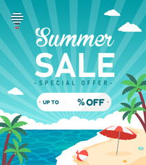 Wall Mural - Summer sale vector banner illustration