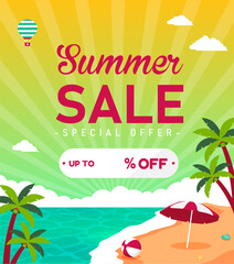 Wall Mural - Summer sale vector banner illustration