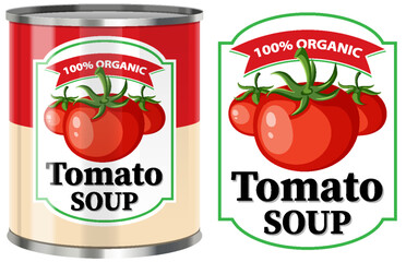 Canvas Print - Tomato Soup in Food Can with Label Isolated