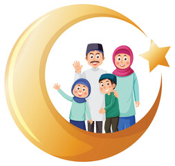 Wall Mural - Muslim family with star sign