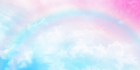 Wall Mural - Fantasy magical landscape the rainbow on sky abstract with a pastel colored background and wallpaper. Trendy sky design