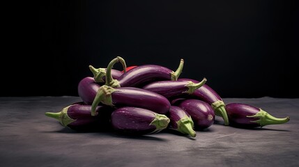 Sticker - eggplants on a wooden table