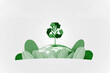 Recycle concept with green plant and recycle symbol on earth background. Ecology and Environment conservation resource sustainable.Vector illustration.