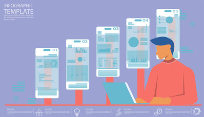 Wall Mural - professionals analyzing graphs.online stock trading.design  template application interface with flat illustrations,UI,idea and concept think creativity modern  design vector