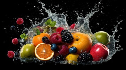 fruit in splash