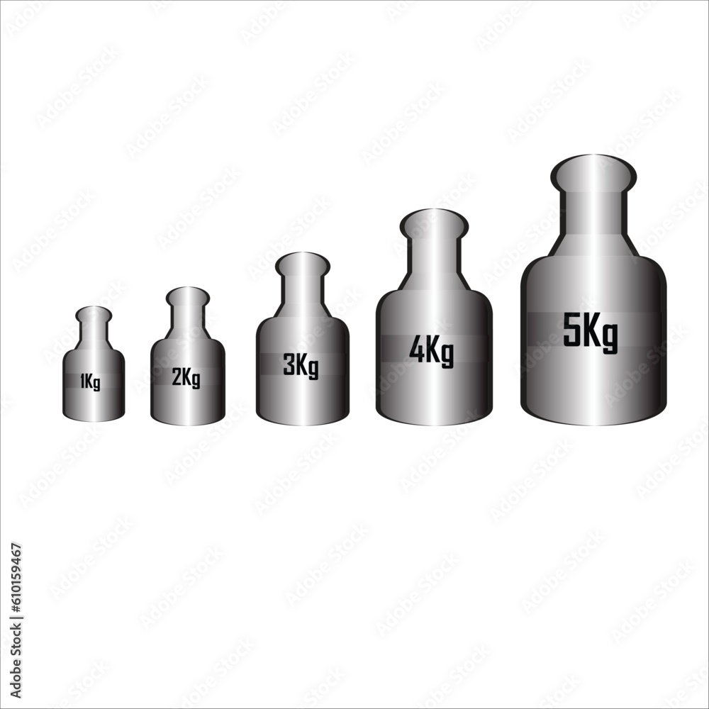 Weight Stones 1 kg to 5kgs. vector illustration. weight measuring stone. on white background. Weight block. Simple flat illustration. Calibration weight Stock Vector Adobe Stock