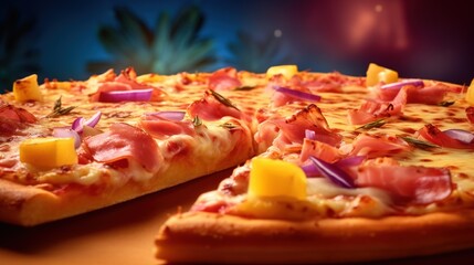 Wall Mural - pizza with salami and cheese