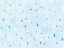 背景画像 バックグラウンド 白バック 素材 キャンバス 水彩 雨 雫 青色 梅雨 6月 水
