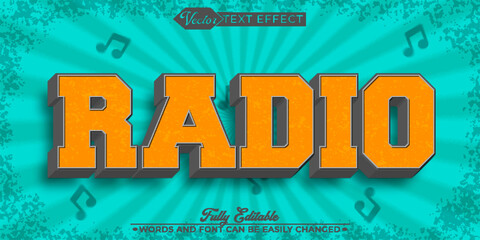 Wall Mural - Vintage Orange Radio Vector Editable Text Effect Template