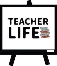 Teacher Life T-shirt With Book Vector