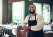 © Jeff Bergen/peopleimages.com - Barber shop employee, hair stylist and black man portrait of an entrepreneur with smile. Salon, professional worker and male person face with happiness and proud from small business and beauty parlor