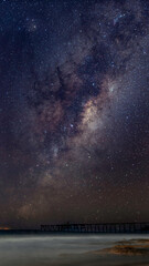 starry night sky, catherine hill bay beach and jetty under the night sky