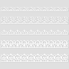 Sticker - Lace pattern elements. Vintage seamless figured lace borders, beautiful wedding lace decoration. Black lace borders vector illustration set. Seamless black gorgeous stripe, delicate simple pattern