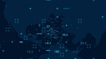 Digital technology business data network looping background