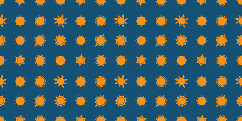 Wall Mural - lots of orange flowers or suns of various types - vintage style texture, natural floral seamless pat