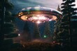 Futuristic UFO flying saucer.Generative Ai