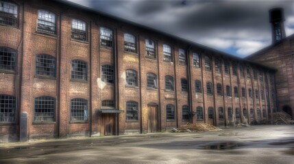 Wall Mural - Old abandoned factory. AI generative image.