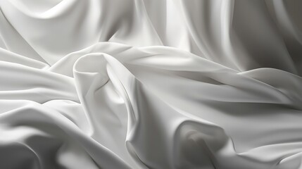 Rippled white silk fabric texture background. AI generative image.