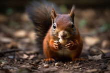 A Squirrel Holding A Nut Up Close, Generative AI