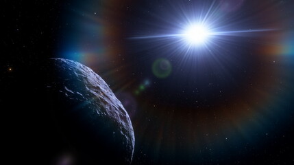 Wall Mural - space planet star galaxy in sunlight, space background. 3d render