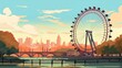Background London. Captivating illustration of the London Eye, bringing the spirit of London to life in all artworks. Generative AI.