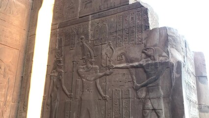 Wall Mural - Ancient unique relief at Temple of Kom Ombo, Egypt.