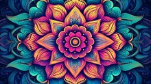 Background With Mandala Art Flowers, Abstract Colorful Design Art