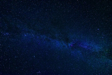 Wall Mural - blue starry night sky with the milky way and galaxies. astrophotography with many stars and constell