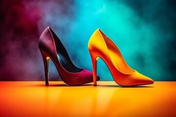 red high heels abstract background