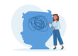 Vector of a child psychologist solving mental confusion problem