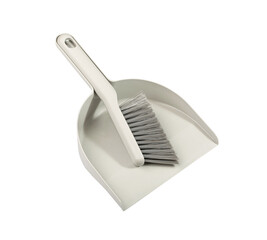 Broom and Dustpan Isolated, Grey Plastic Dust Pan with Brush for Carpet, Floor Cleaning