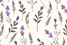 Doodle Inspired Close-up Of Lavender Flowers Pattern Pattern, Cartoon Sticker, Sketch, Vector, Illustration