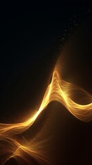 Poster - digital particles of a flowing wave of golden color. generative ai