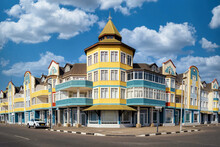 Colourful Colonial Buildings In Swakopmund, Namibia, Africa.