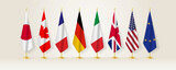 Fototapeta Boho - Meeting concept between Japan, Canada, France, Germany, Italy, UK, USA and EU.